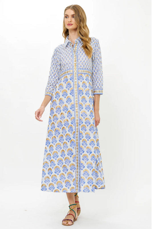 Shirt Dress Maxi- Arbor Blue