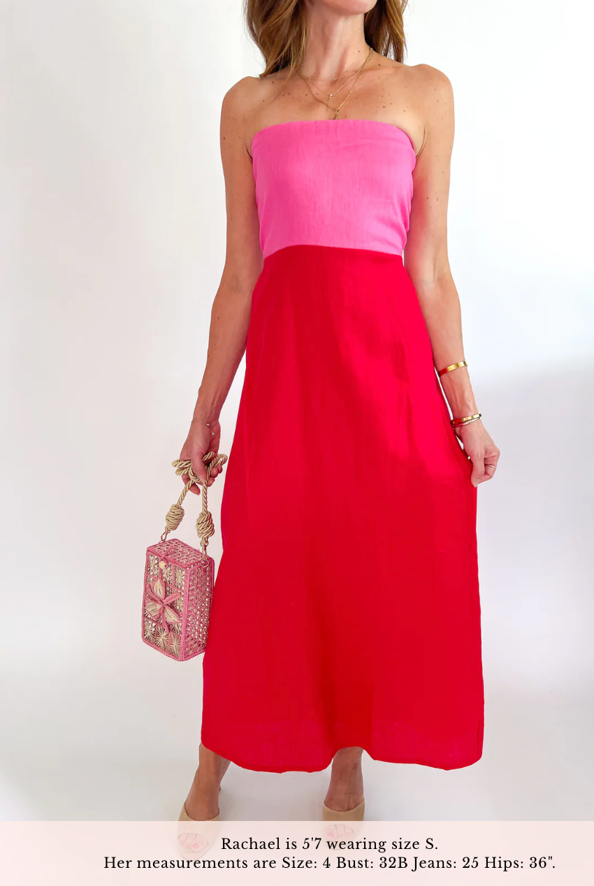 Karlie Linen Colorblock Bustier Maxi