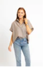 KARLIE STRIP V NECK COLLAR SIGNUTURE TOP