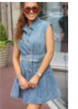 DENIM BUTTON SHIRT DRESS W/ BELT
