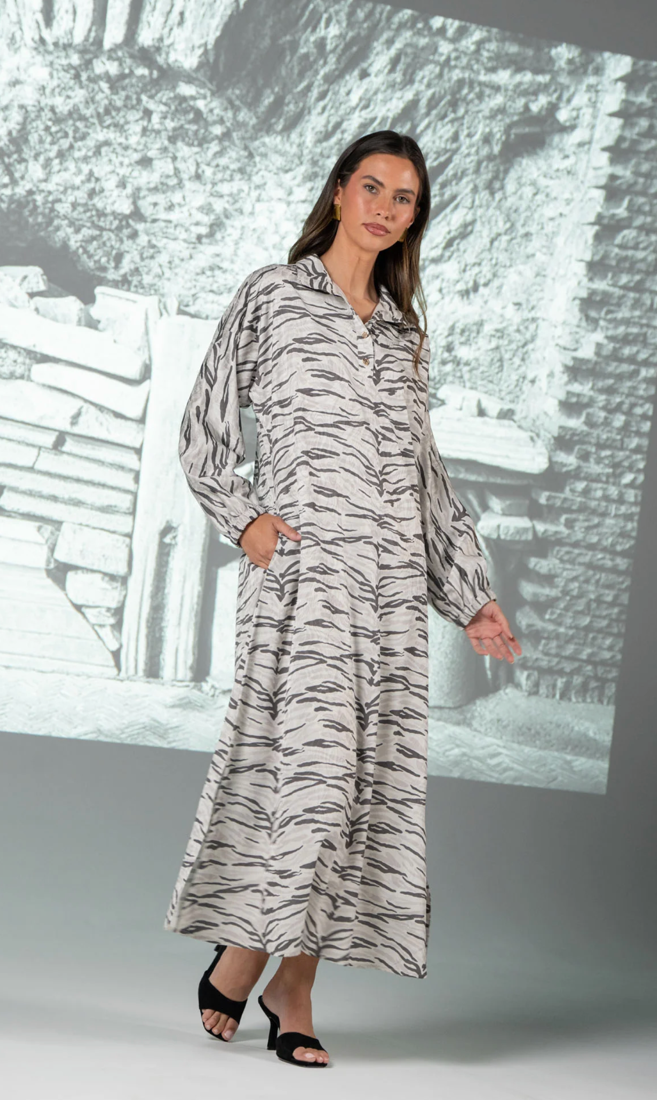 The Long Sleeve Poppy Maxi | Wild Marble
