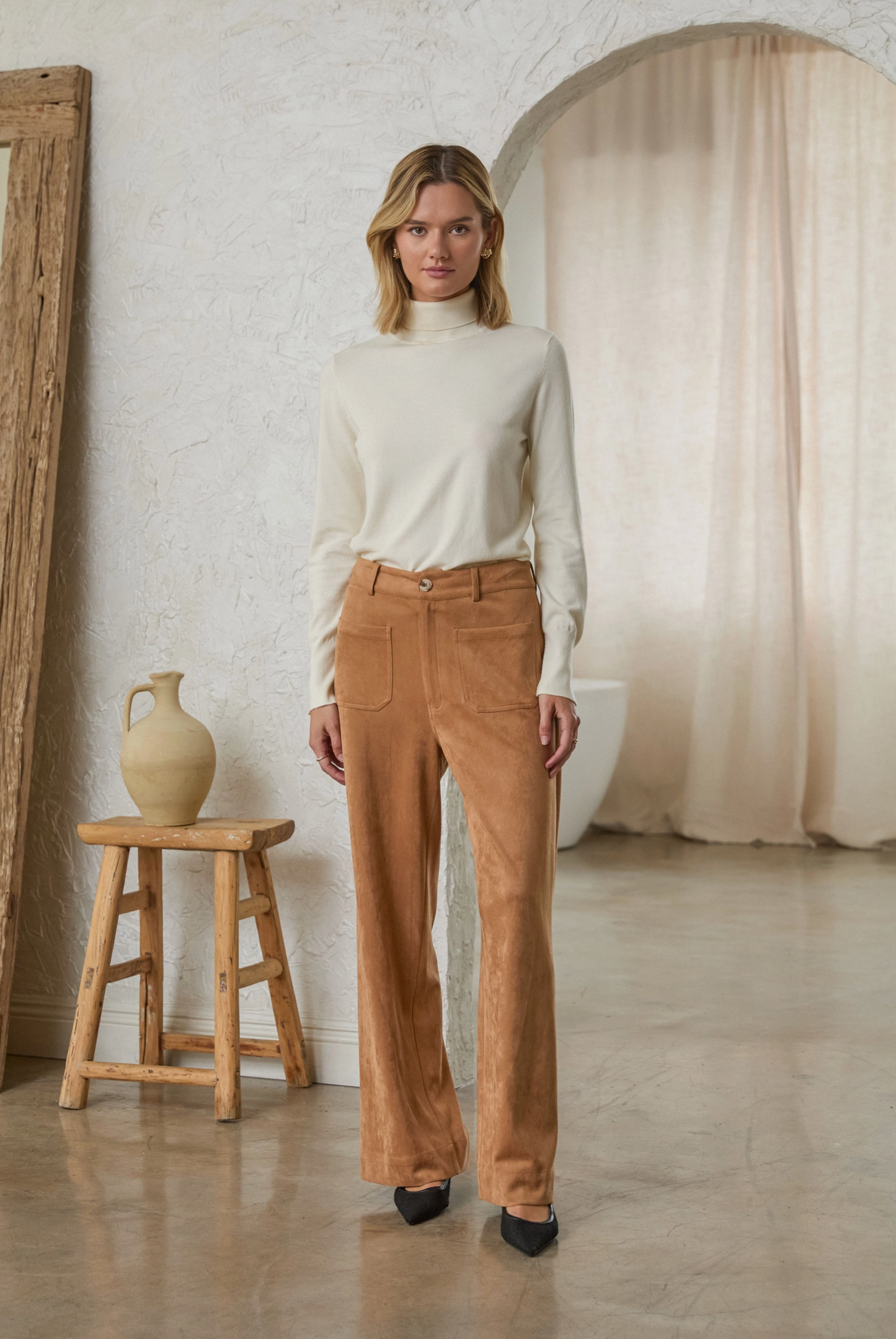 Charlean Vegan Suede Wide Leg Pants