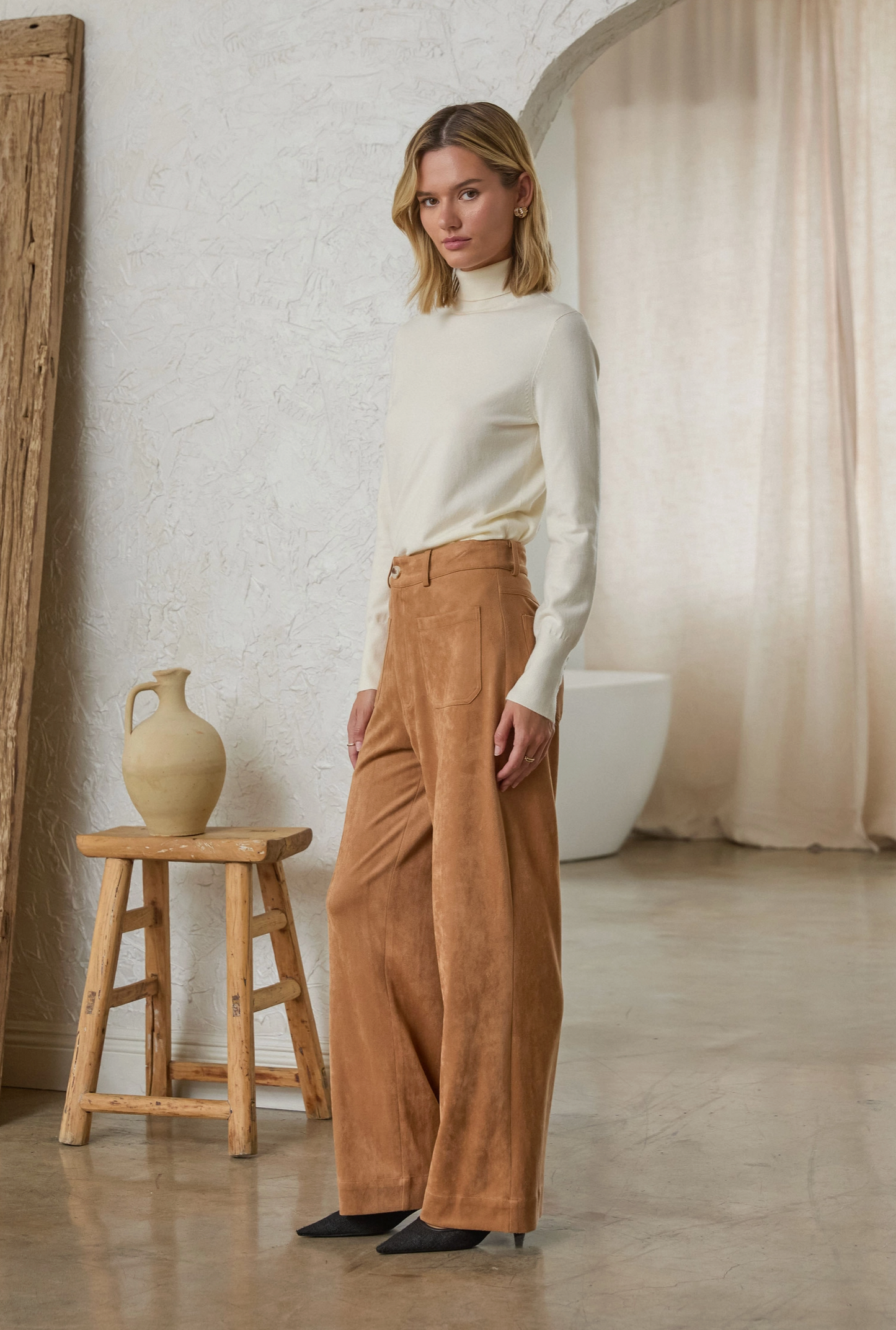 Charlean Vegan Suede Wide Leg Pants