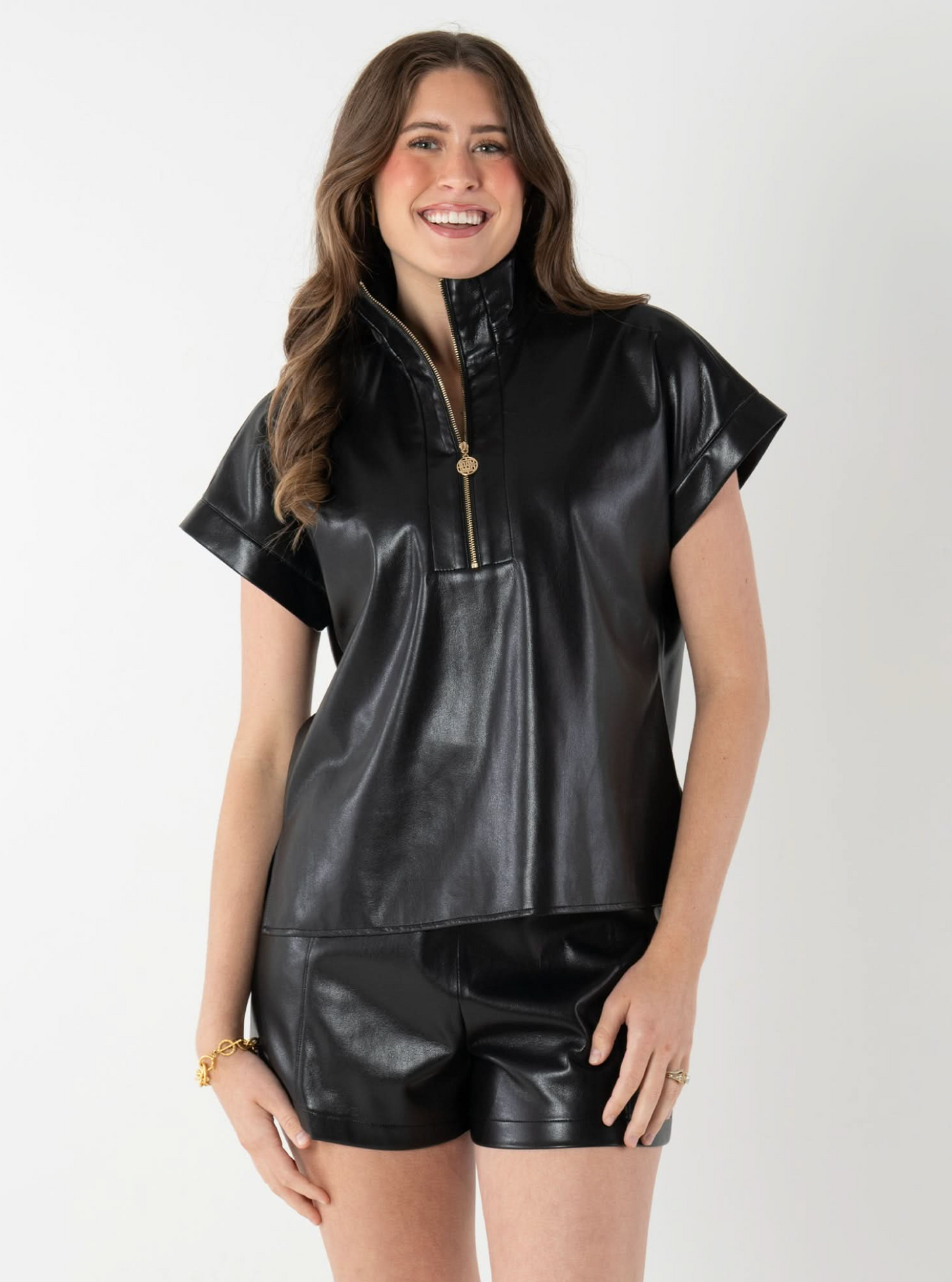 Poppy Pullover | Black Vegan Leather