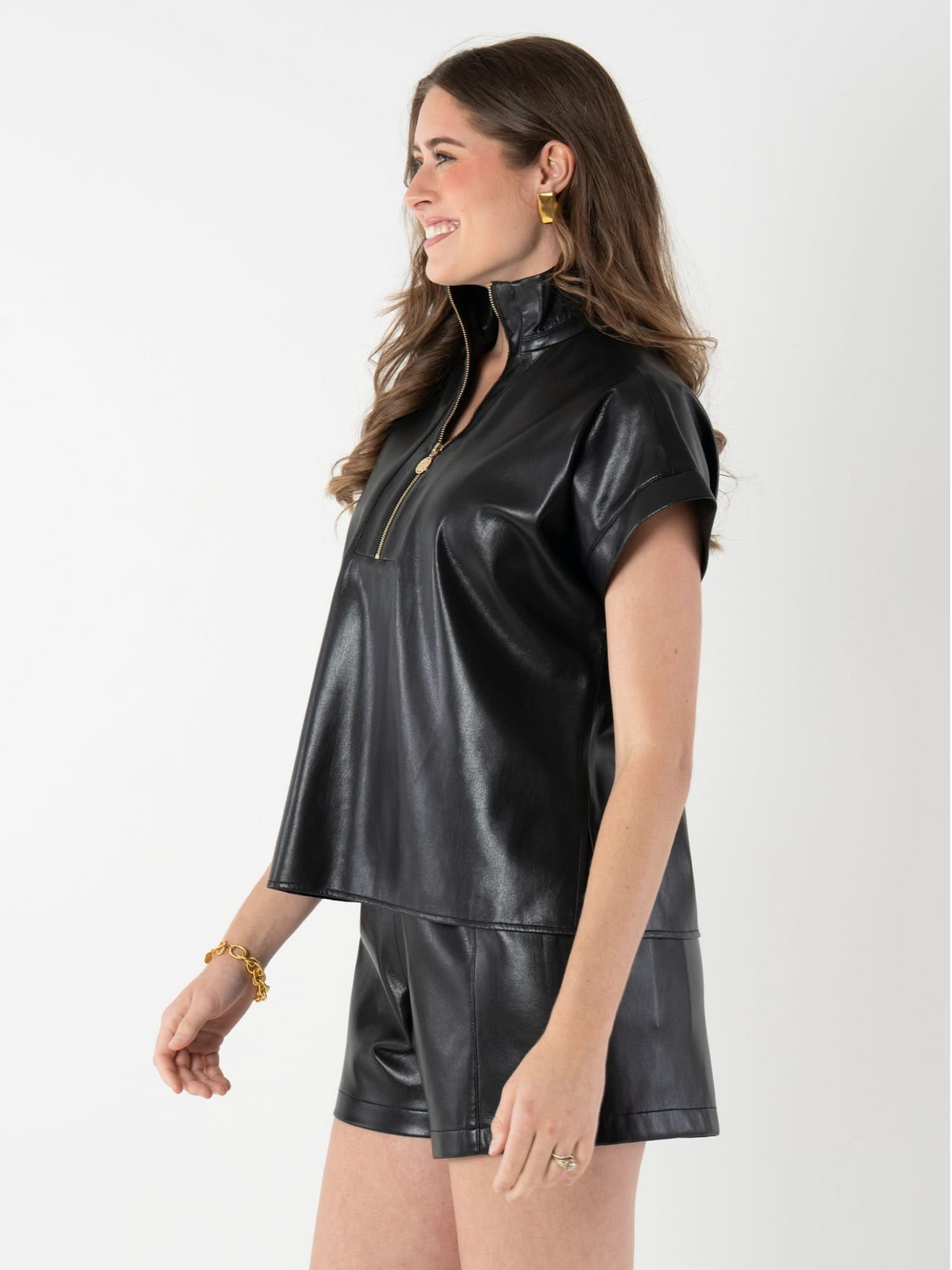 Poppy Pullover | Black Vegan Leather