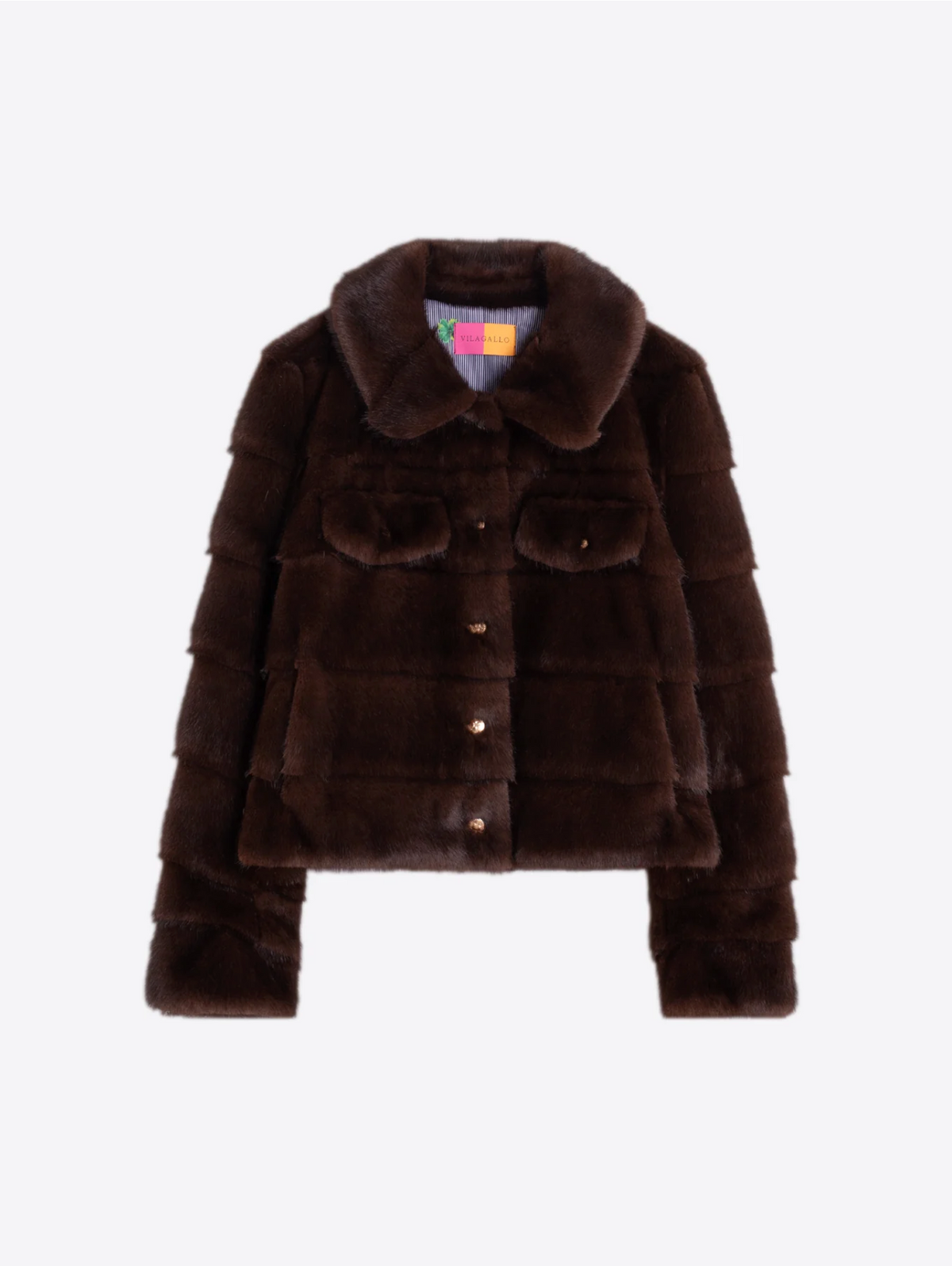BROWN FUR JACKET, DENIM EFFECT