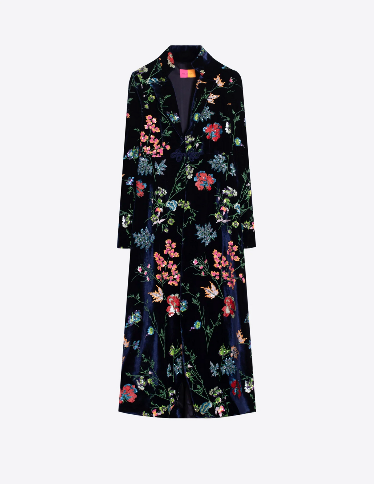 NAVY FLORAL SEQUIN COAT