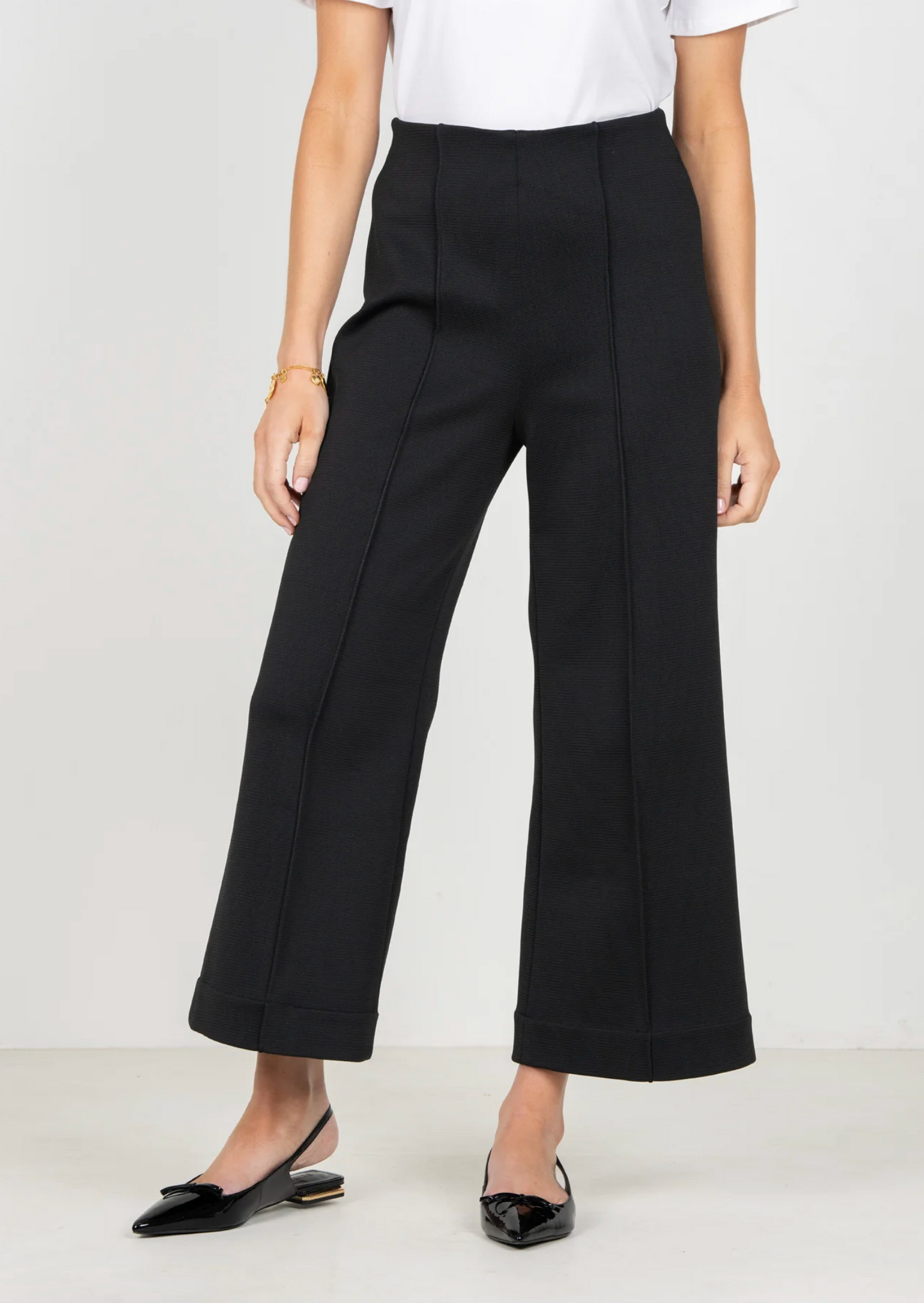 Cropped Piper Stretched Knit Pant | Black
