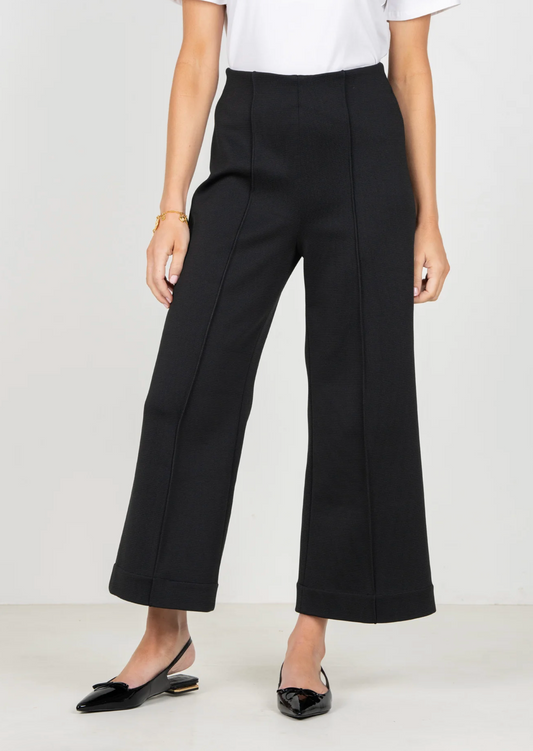 Cropped Piper Stretched Knit Pant | Black