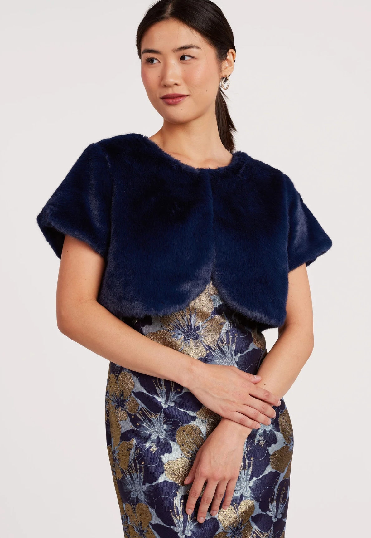 Jane Bolero Navy Faux Fur