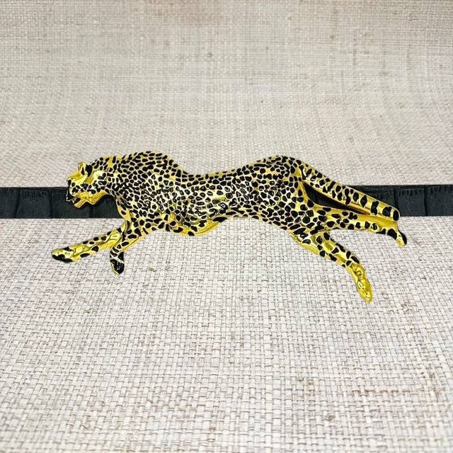 Gold and Black Cheetah Belt Buckle