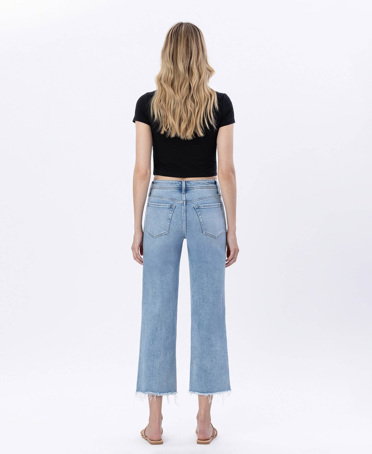 HIGH RISE CROP SLIM WIDE LEG JEANS