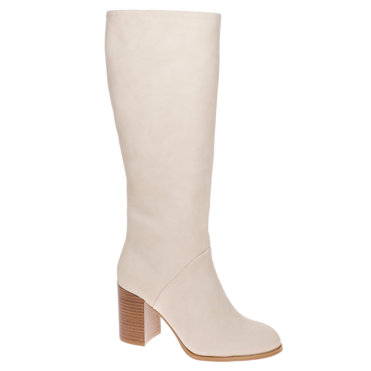 Cream Faux Leather Boots