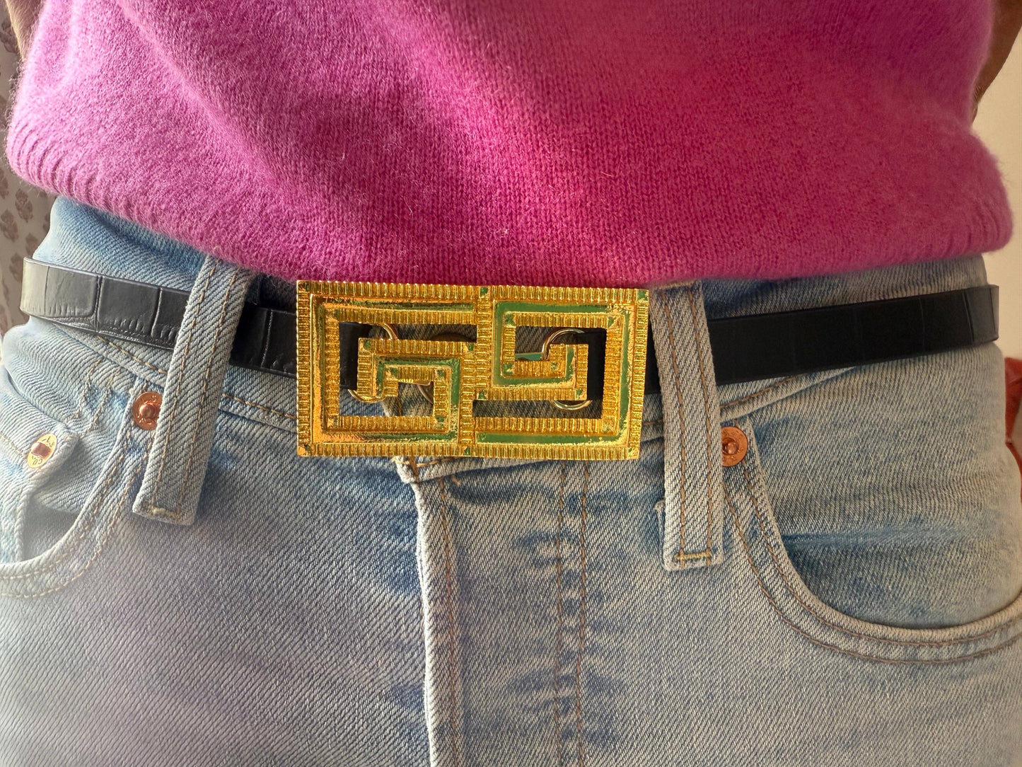 Gold Original Greek Key Belt Buckle