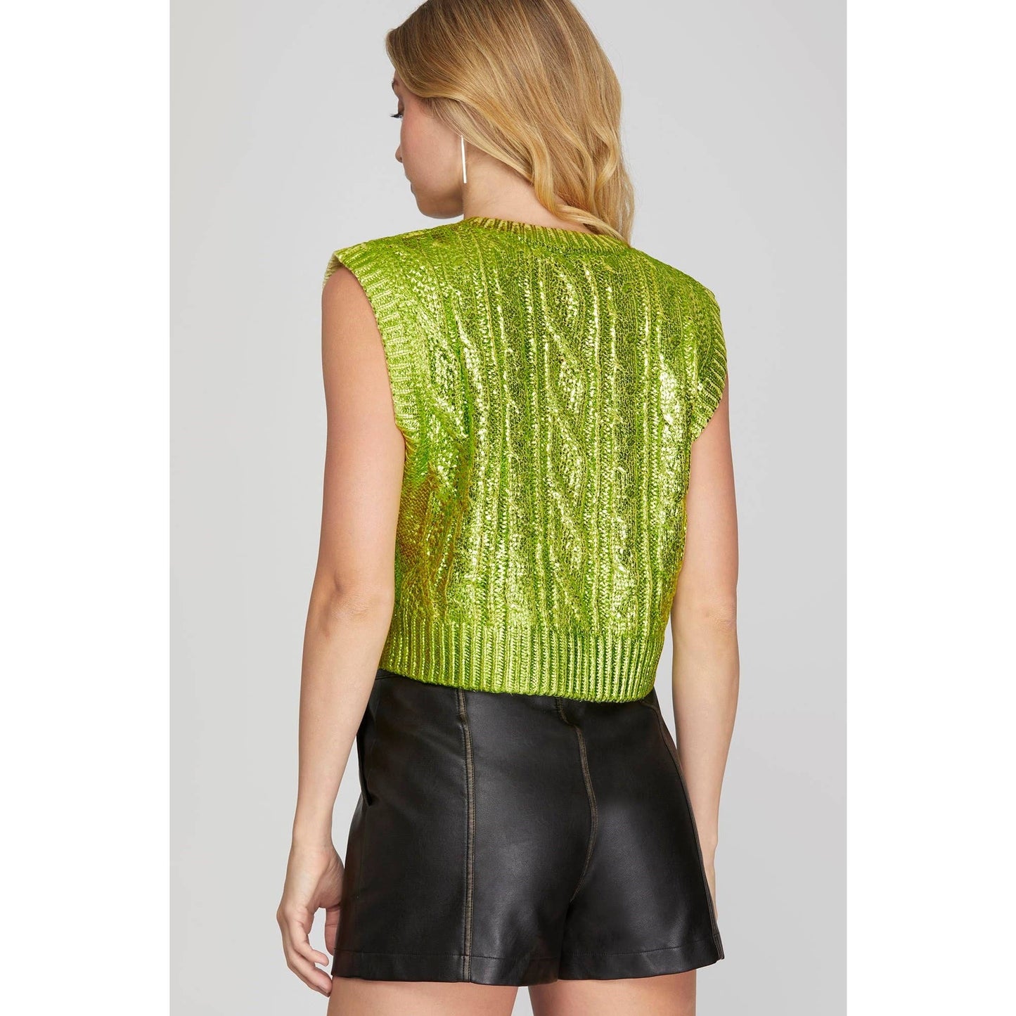 METALLIC CROP SWEATER