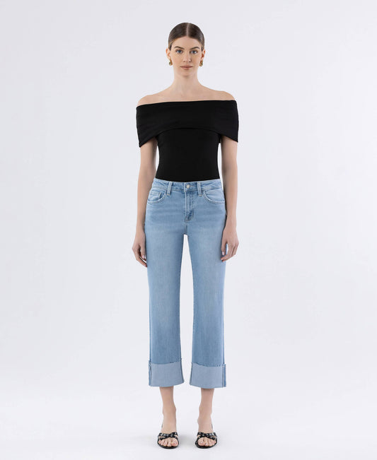 Victoria HIGH RISE CUFFED STRAIGHT JEANS