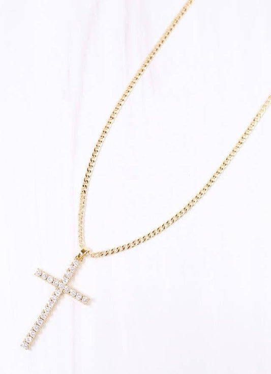 Erika CZ Cross Necklace GOLD