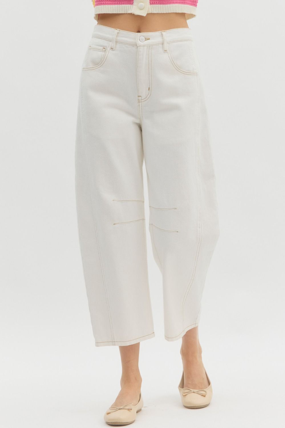 White Barrel Pants