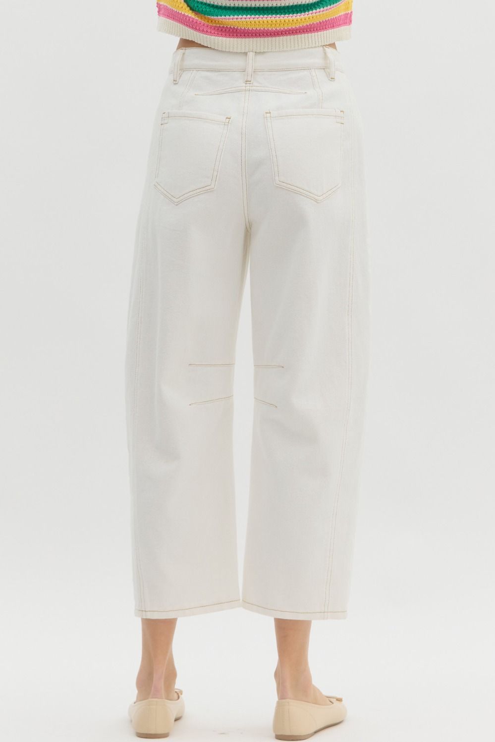 White Barrel Pants