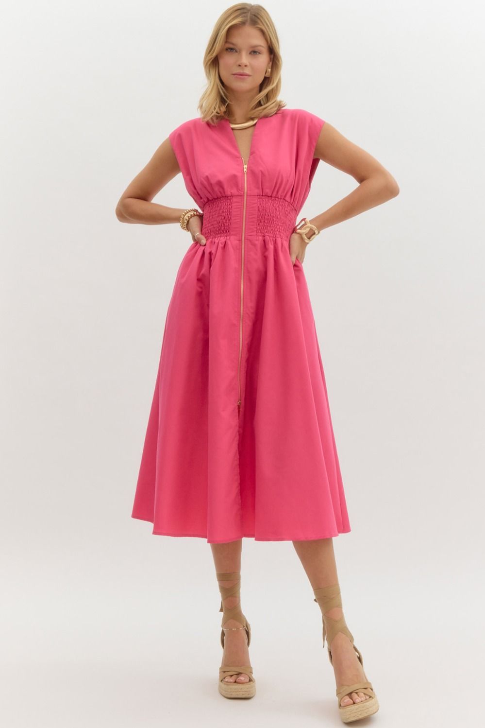 Front Zip Midi Dress