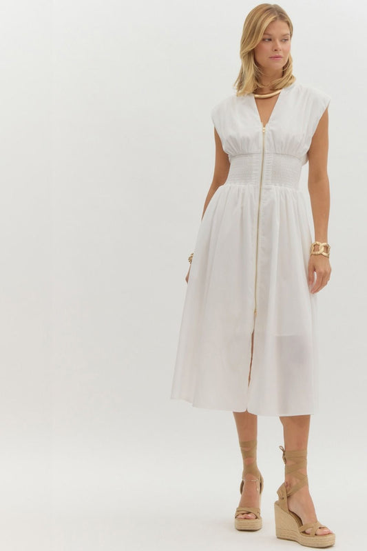 Front Zip Midi Dress