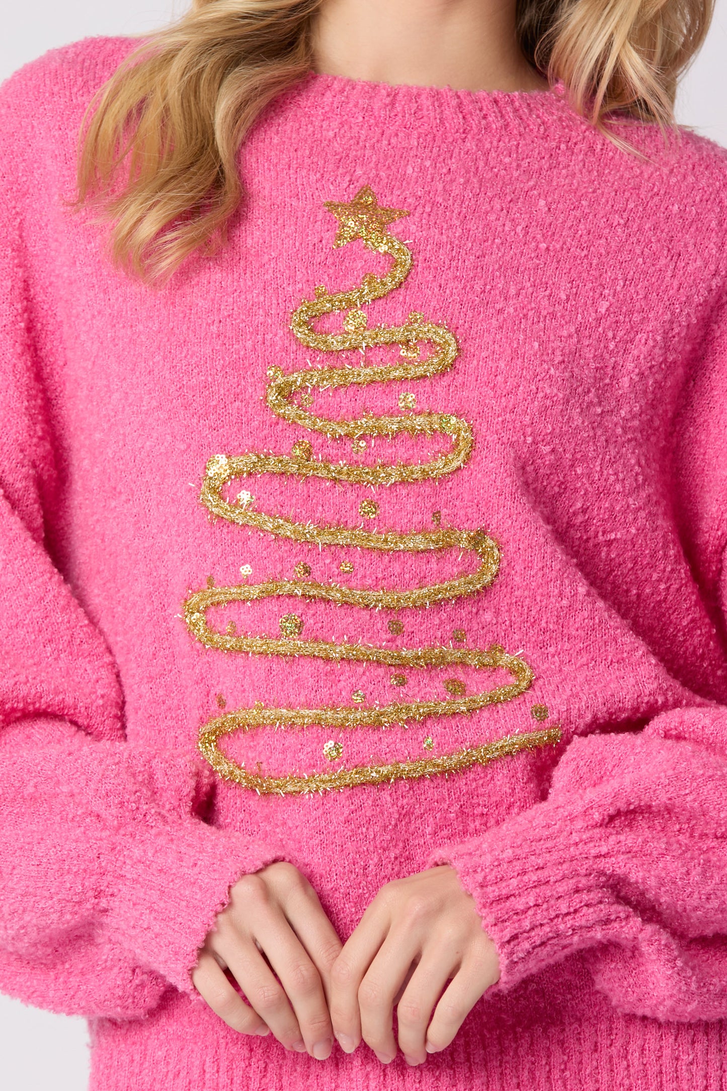 Gold Christmas Tree Oversized Sweater