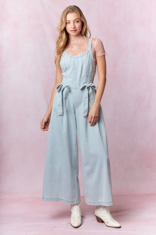 Denim Bow Jumpsuit